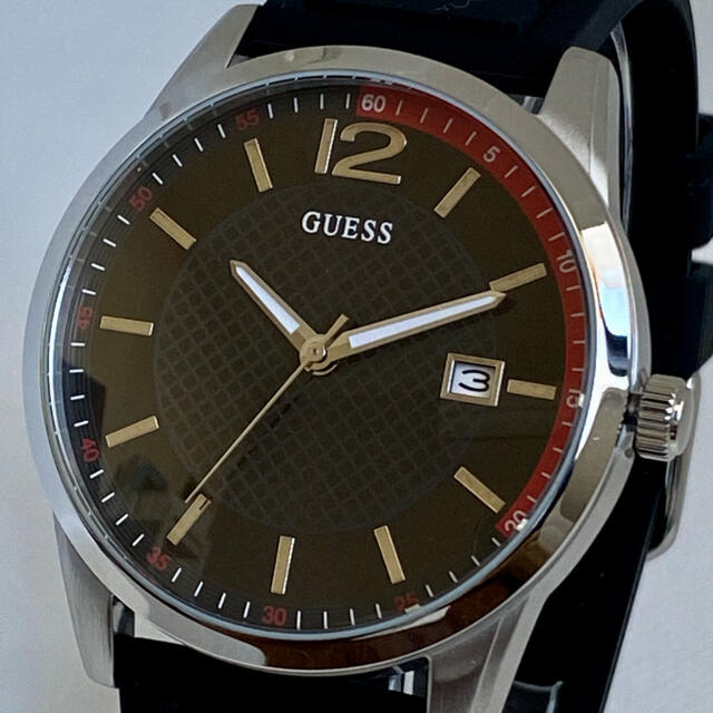 新品 GUESS ゲス ペリー 42mm ブラックシリコンバンド W0991G1