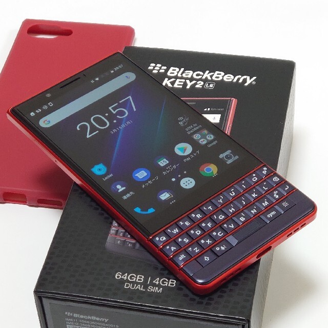 美品 国内版SIMフリー BlackBerry KEY2 LE レッド2434ppiSIMカード