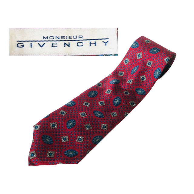 GIVENCHY(ジバンシィ)の【美品】GIVENCHY イタリア製 シルク100%ネクタイ レッド 幾何学総柄 メンズのファッション小物(ネクタイ)の商品写真