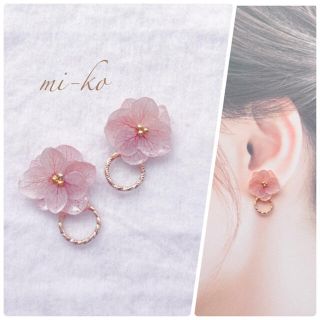 紫陽花リングピアス　　バレッタ(ピアス)