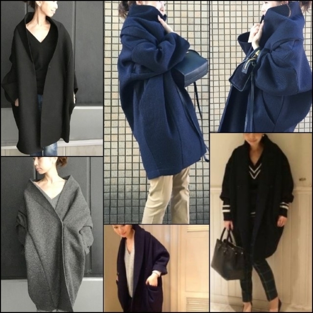 L'Appartement コクーンボリュームコート ネイビー XS-S L'Appartement コクーンボリュームコート ネイビー XS-S