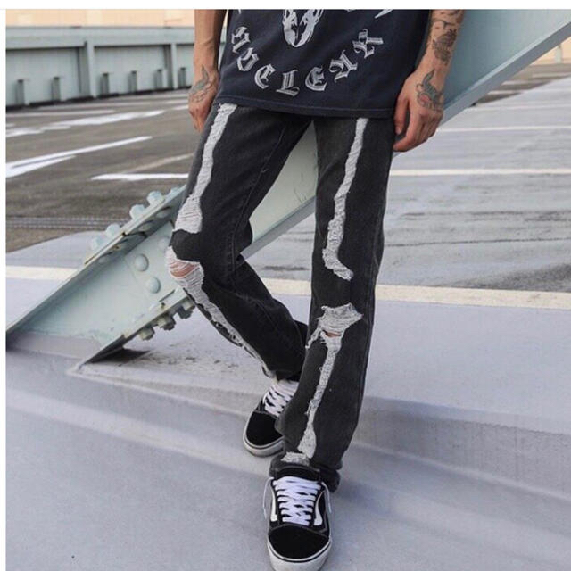 [badhop着用]insane cult black bone denim