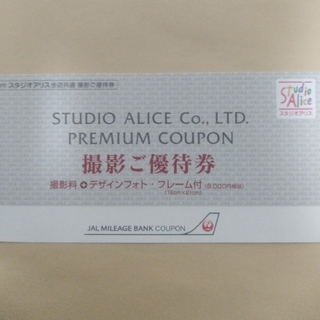 スタジオアリス撮影ご優待券 JAL 8000円相当(その他)