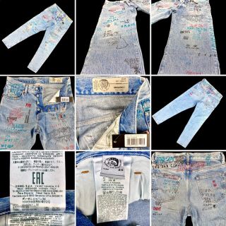 新品 DIESEL ディーゼル デニム MHARKY 0076K 落書き W29 新品 DIESEL ディーゼル デニム MHARKY 0076K 落書き W29