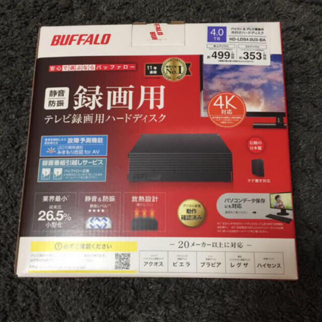 新品 BUFFALO HD-LD4.0U3-BKA 外付けHDD 4TBの通販 by だいぼ's shop｜ラクマ