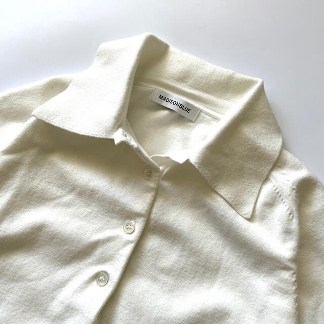 ◆マディソンブルー 半袖ニット ホワイト サイズ00 ポロシャツ 白