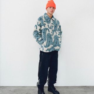 ステューシー(STUSSY)のstussy ペイズリー ボアジャケット Lサイズ 即完品(ブルゾン)