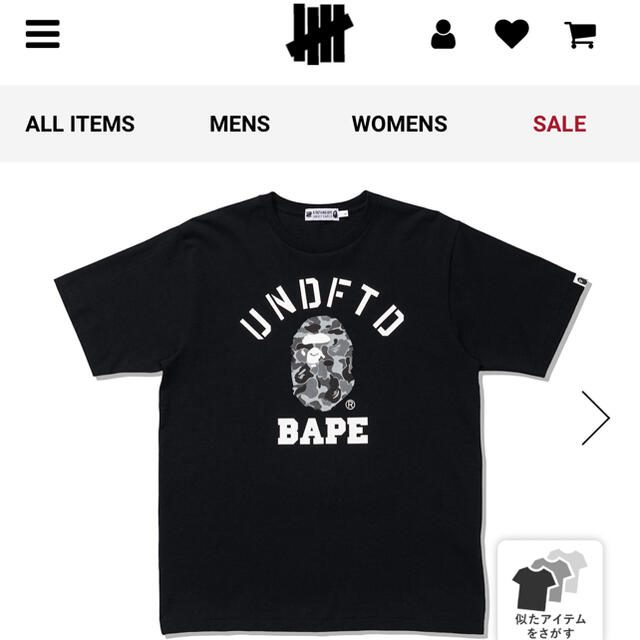 BAPE X UNDFTD COLLEGE TEE 001TEG731905X - Tシャツ/カットソー(半袖 ...
