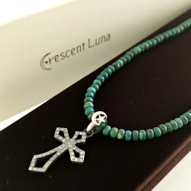 12300円 ターコイズ Luna Crescent クレセントルナ クロスネックレス