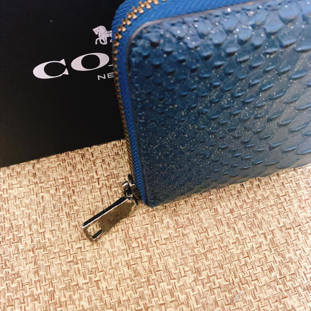COACH 正規品コーチ□アコーディオンジップ/ブルーレザー