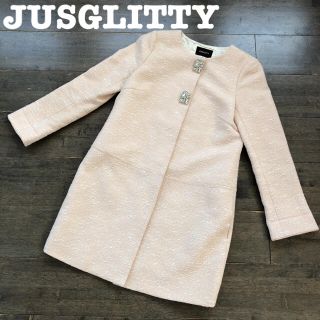 ジャスグリッティー(JUSGLITTY)のJUSGLITTY ジャスグリッティー　ノーカラーロングジャケット(ノーカラージャケット)