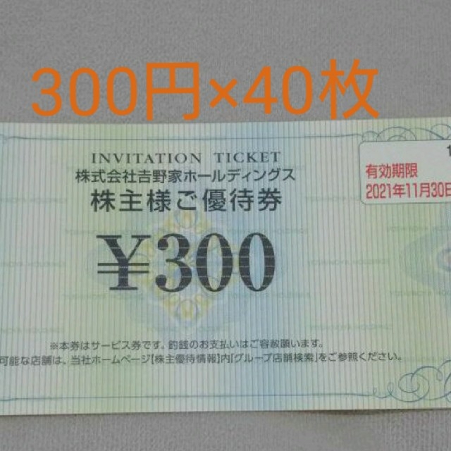 吉野家  株主優待 5000円分（500円券×10枚）11/30まで