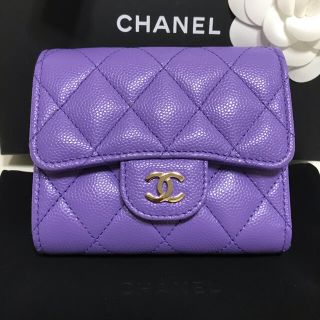 CHANEL SLG 三つ折り パープル 財布 マトラッセ