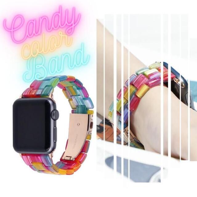 apple watch キャンディカラー バンド ベルト 42/44 6 se レディースのファッション小物(腕時計)の商品写真