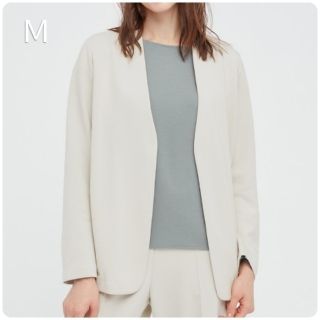 ユニクロ(UNIQLO)の新品・未使用!!【Ｍ】ユニクロ/ストレッチダブルフェイスジャケット/ナチュラル(ノーカラージャケット)