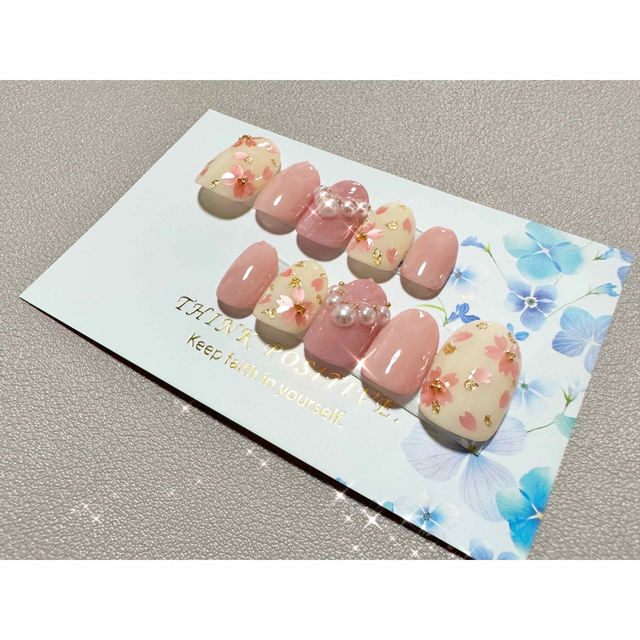 《44》桜 ネイルチップ 春 ピンク シアーカラー ニュアンス コスメ/美容のネイル(つけ爪/ネイルチップ)の商品写真