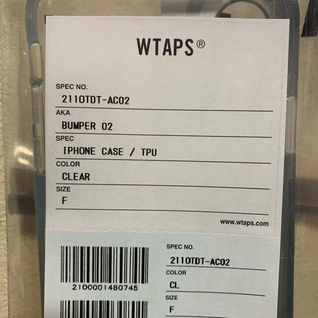 W)taps(ダブルタップス)のWTAPS 21SS BUMPER 02 IPHONE CASE TPU  新品 スマホ/家電/カメラのスマホアクセサリー(iPhoneケース)の商品写真