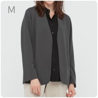 ユニクロ(UNIQLO)の【専用】新品!!【Ｍ】ユニクロ/ストレッチダブルフェイスジャケット/ダークグレー(ノーカラージャケット)