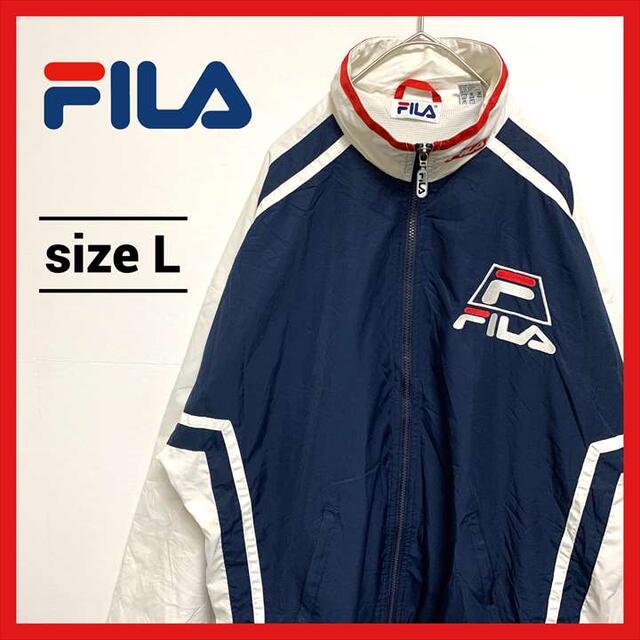 FILA(フィラ)の90s 古着 フィラ ナイロンジャケット トリコロール ワンポイントロゴ メンズのジャケット/アウター(ナイロンジャケット)の商品写真