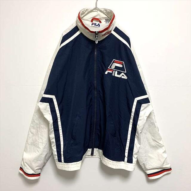 FILA(フィラ)の90s 古着 フィラ ナイロンジャケット トリコロール ワンポイントロゴ メンズのジャケット/アウター(ナイロンジャケット)の商品写真