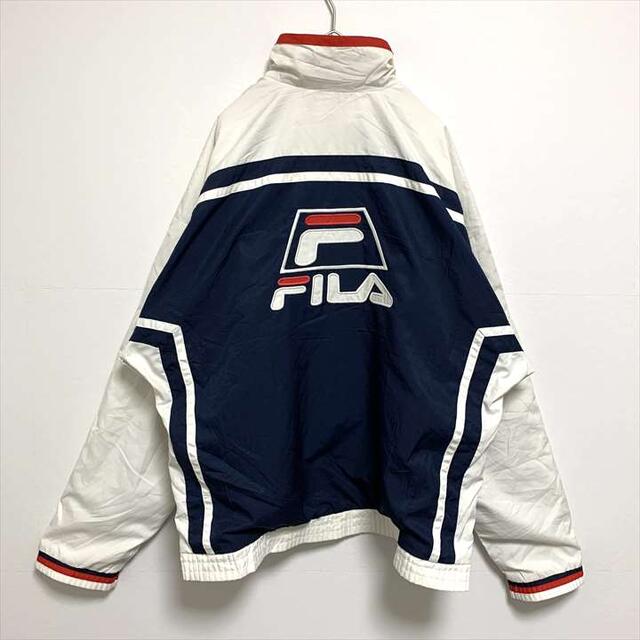 FILA(フィラ)の90s 古着 フィラ ナイロンジャケット トリコロール ワンポイントロゴ メンズのジャケット/アウター(ナイロンジャケット)の商品写真