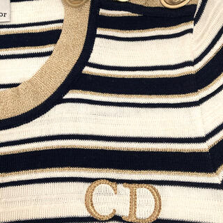 クリスチャンディオール(Christian Dior)のディオール・DIORニットネイビー・ゴールドロゴ　M(ニット/セーター)