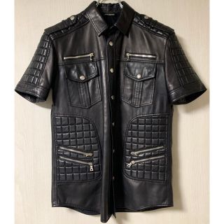 バルマン(BALMAIN)のBALMAIN バルマン ショートスリーブ レザーシャツジャケット (レザージャケット)