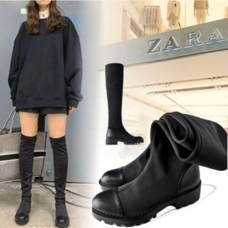 ザラ(ZARA)のZARA トラックソール　ニーハイブーツ(ブーツ)