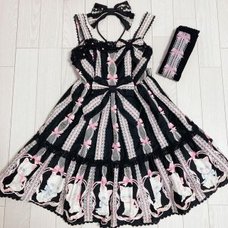 アンジェリックプリティー(Angelic Pretty)のAngelic Pretty 気まぐれバニラちゃん jsk セット ねこ (ひざ丈ワンピース)