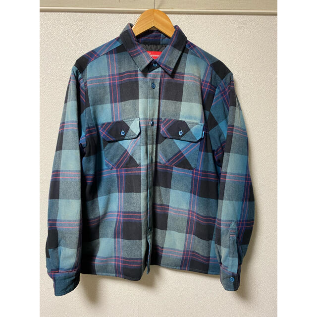 定価以下　supreme quilted flannel shirt