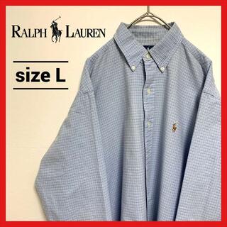 ラルフローレン(Ralph Lauren)の90s 古着 ラルフローレン BDシャツ チェック ワンポイントロゴ ブルー(シャツ)