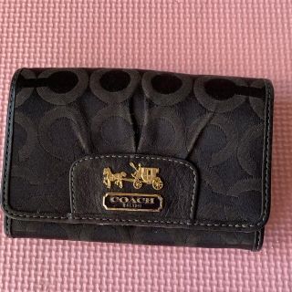 コーチ(COACH)のコーチ　黒　ピンク　ウォレットCOACH 2つ折り財布　ブラック (財布)