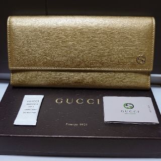 グッチ(Gucci)の中古！GUCCI 三つ折り財布 ゴールド系(財布)