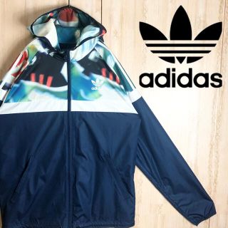 アディダス(adidas)のadidas アディダス ナイロン ジャケット パーカー マルチカラー 大きめ(パーカー)