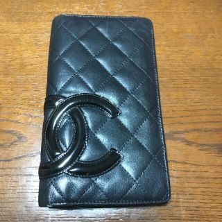 シャネル(CHANEL)のシャネル  CHANEL   長財布  カンボンライン  黒×黒  中古品(財布)