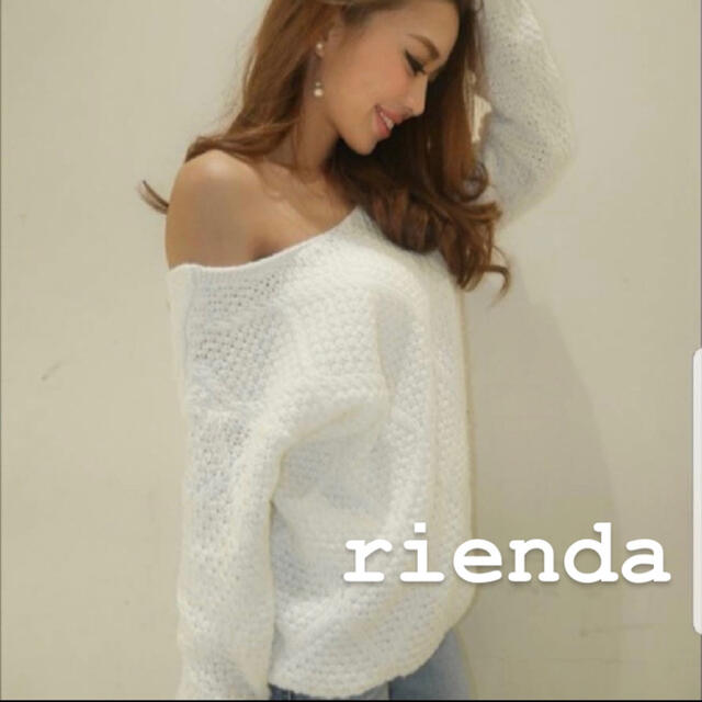 rienda(リエンダ)のrienda  レースアップニット　ホワイト レディースのトップス(ニット/セーター)の商品写真