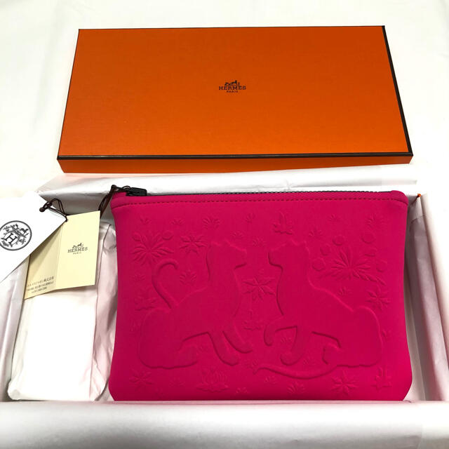 HERMES ネオバン レオパード ポーチ ピンク PM フラットポーチ | www