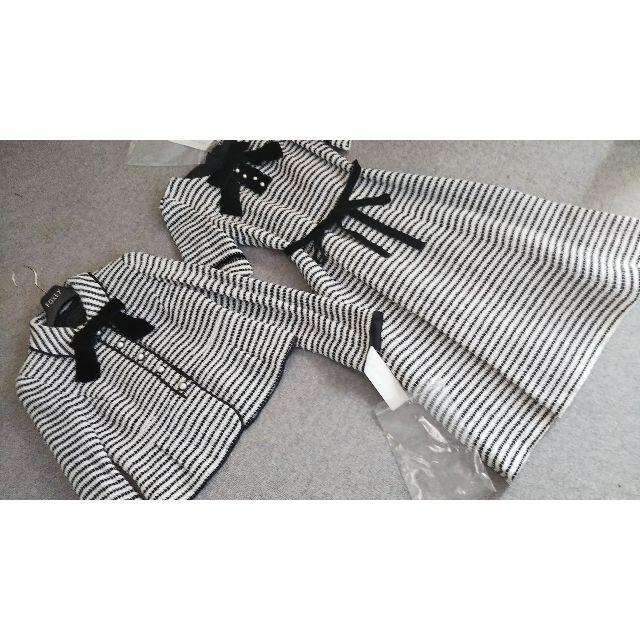 新品 TO BE CHIC 素敵なツイードワンピーススーツ40 白黒 15万円 TO BE CHIC 素晴らしい価格