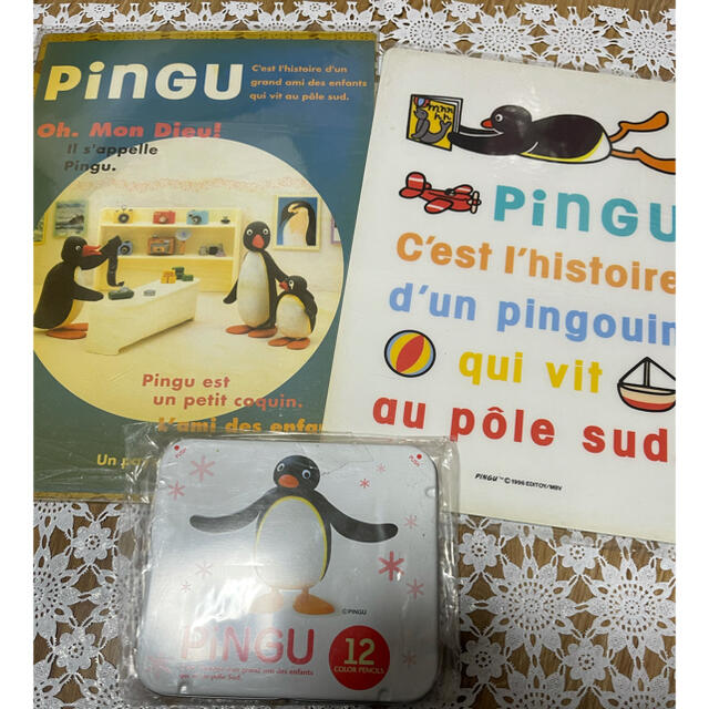 SONY(ソニー)の要在庫確認　レトロ　PINGU 下敷き　色鉛筆　セット エンタメ/ホビーのおもちゃ/ぬいぐるみ(キャラクターグッズ)の商品写真