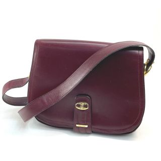 セリーヌ(celine)のセリーヌ CELINE マカダム ロゴ 肩掛け ショルダーバッグ カーフレザー ボルドー系(ショルダーバッグ)