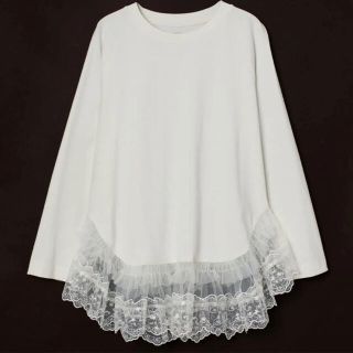 エイチアンドエム(H&M)のH&M×Simone Rocha コラボ　レースディテールトップス(カットソー(長袖/七分))