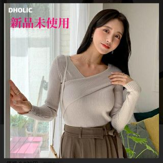 ディーホリック(dholic)の【新品未使用】D HOLIC ダイアゴナルディテールリブニット サーモンピンク(ニット/セーター)