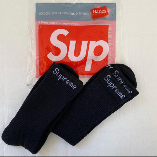 Supreme(シュプリーム)のsupreme hanes socks ブラック 2足分のみ 新品未使用 メンズのレッグウェア(ソックス)の商品写真