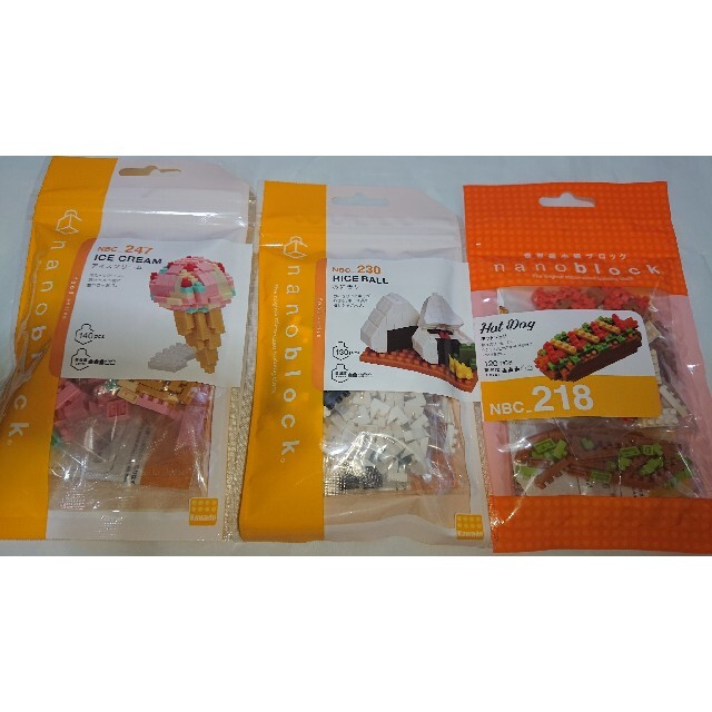 Kawada(カワダ)のナノブロック 食べ物 三種類セット nanoblock エンタメ/ホビーのおもちゃ/ぬいぐるみ(模型/プラモデル)の商品写真