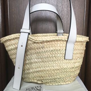 「【新品】LOEWE ロエベ バスケット かごバッグ ホワイトSサイズ