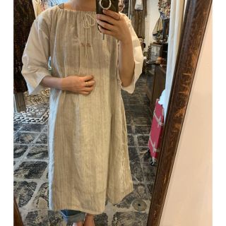 ロキエ(Lochie)のvintage linen ワンピース(ひざ丈ワンピース)