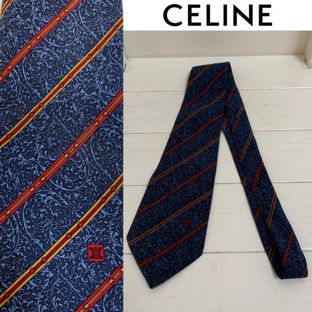 celine(セリーヌ)のCELINE PARIS VINTAGE 90s リーフベルト柄 シルクネクタイ メンズのファッション小物(ネクタイ)の商品写真