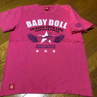 ベビードール(BABYDOLL)のベビードールbaby doll ピンク3面プリントTシャツ Ｌ　丸首半袖(Tシャツ(半袖/袖なし))