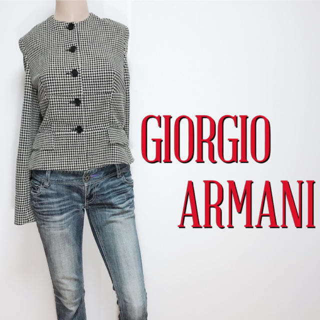 Giorgio Armani(ジョルジオアルマーニ)の極美ライン♪アルマーニ 極上ウール ペプラムジャケット♡バレンシアガ クロエ レディースのジャケット/アウター(ノーカラージャケット)の商品写真