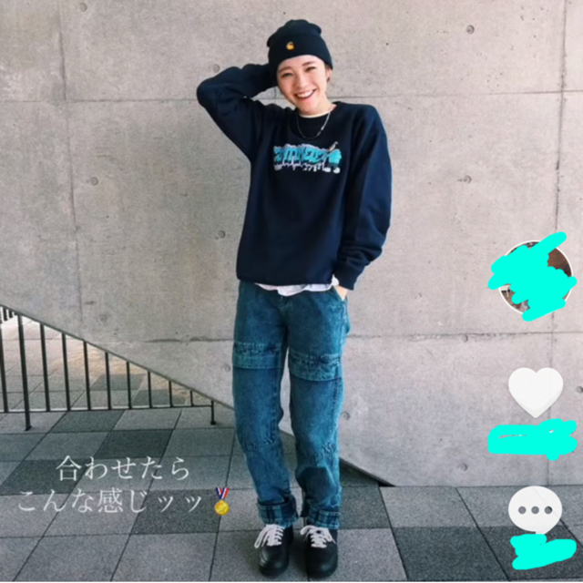 centimeter Graffiti logo sweat ネイビー XXL